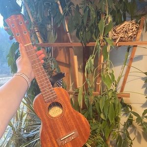 Ukulele: with strap, tuning device and case